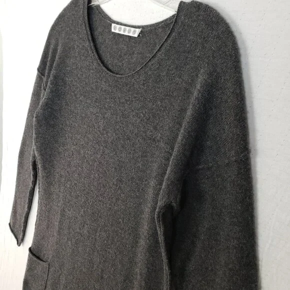 KOKUN 100% Cashmere Sweater Dress Tunic Knit Gray size S Relaxed Fit Lagenlook - Picture 11 of 11